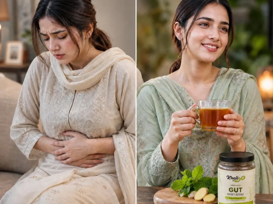 Gut Reset Blend calms upset stomach and nausea
